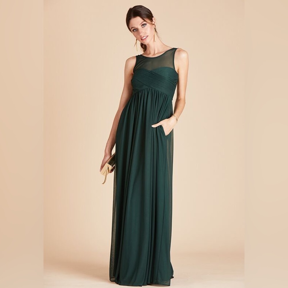 Birdy Grey Ryan Mesh Dress Emerald Green Bridesmaid Dress Small NEW NWT